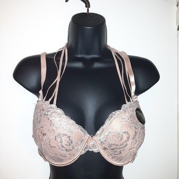 Youmita 40C Tuscany Metallic Lace Strappy Bra NWT - Picture 9 of 9